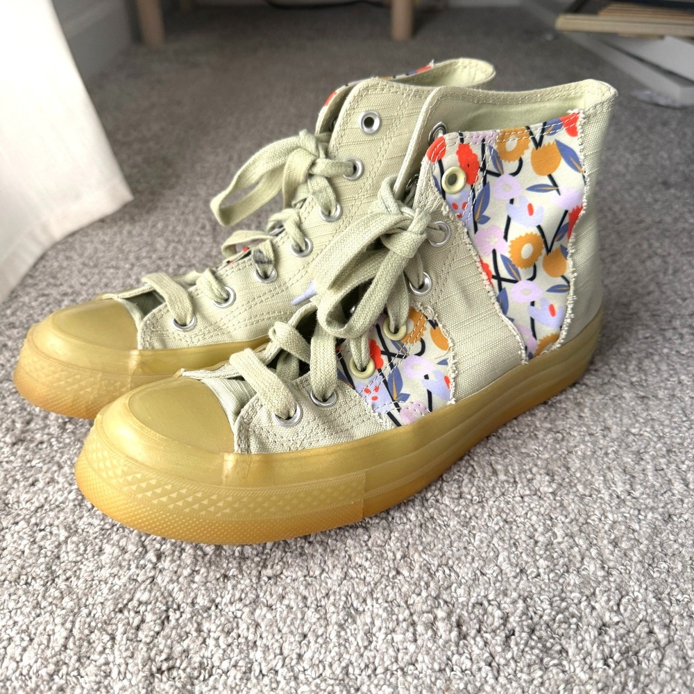 Converse Chuck 70 High Top Sage Green Floral Patchwork Sneakers 6 Maximal Whimsy